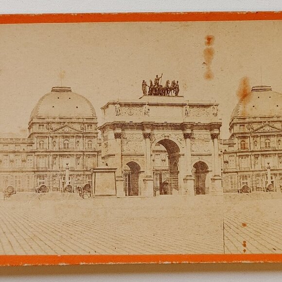 ANTIQUE Stereograph Card Paris, France Arc de Triomphe du Carrousel - Picture 2 of 5
